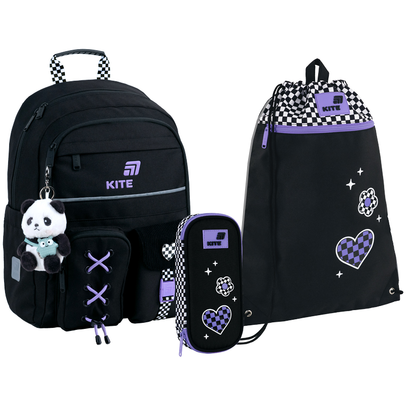 Set școlar Kite Education Panda Love SET_K26-584M-2 (rucsac, penar, sac)