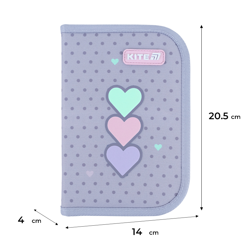 Пенал без наполнения Kite Lovely K26-621-3, 1 отделение, 1 отворот