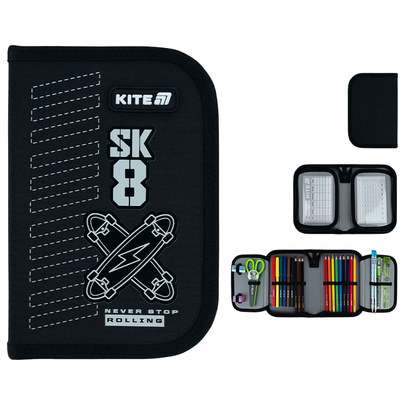 Пенал с наполнением Kite Skate K26-622H-4, 1 отделение, 2 отворот