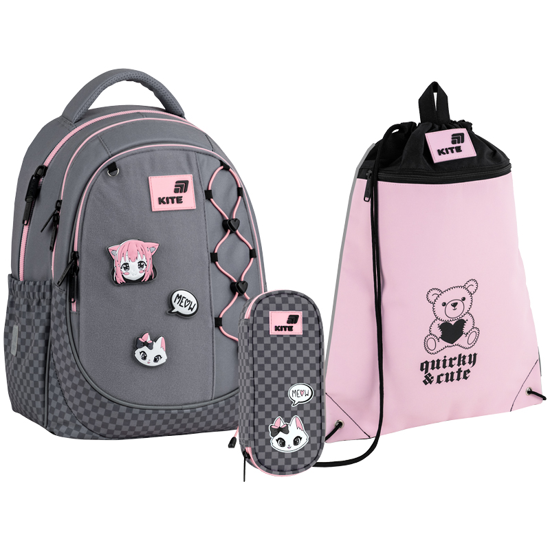 Школьный набор Kite Education Meow SET_K26-700M-3 (рюкзак, пенал, сумка)
