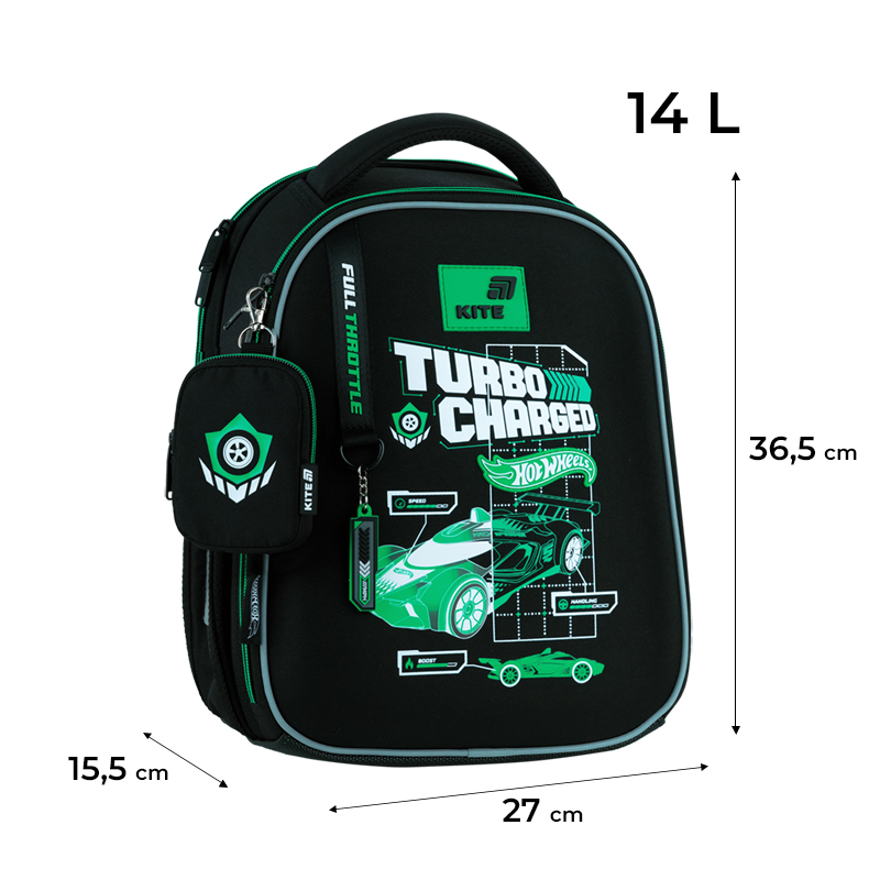 Rucsac școlar cu carcasă Hot Wheels HW26-555S