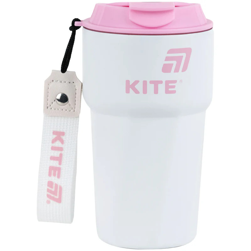 Термокружка Kite K25-1220-3, 450 мл, бело-розовая